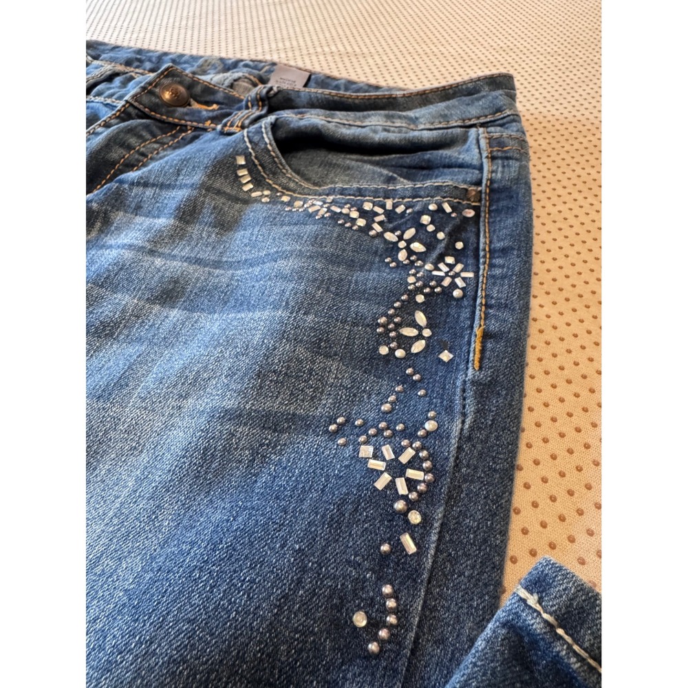 ND Weekend Womens Embellished Rhinestone BLING Western Straight Leg Jeans Size 8